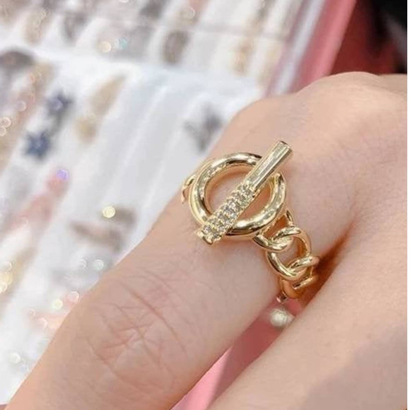 18K Gold Plated Toggle Clasp Rings - Picture 2 of 4